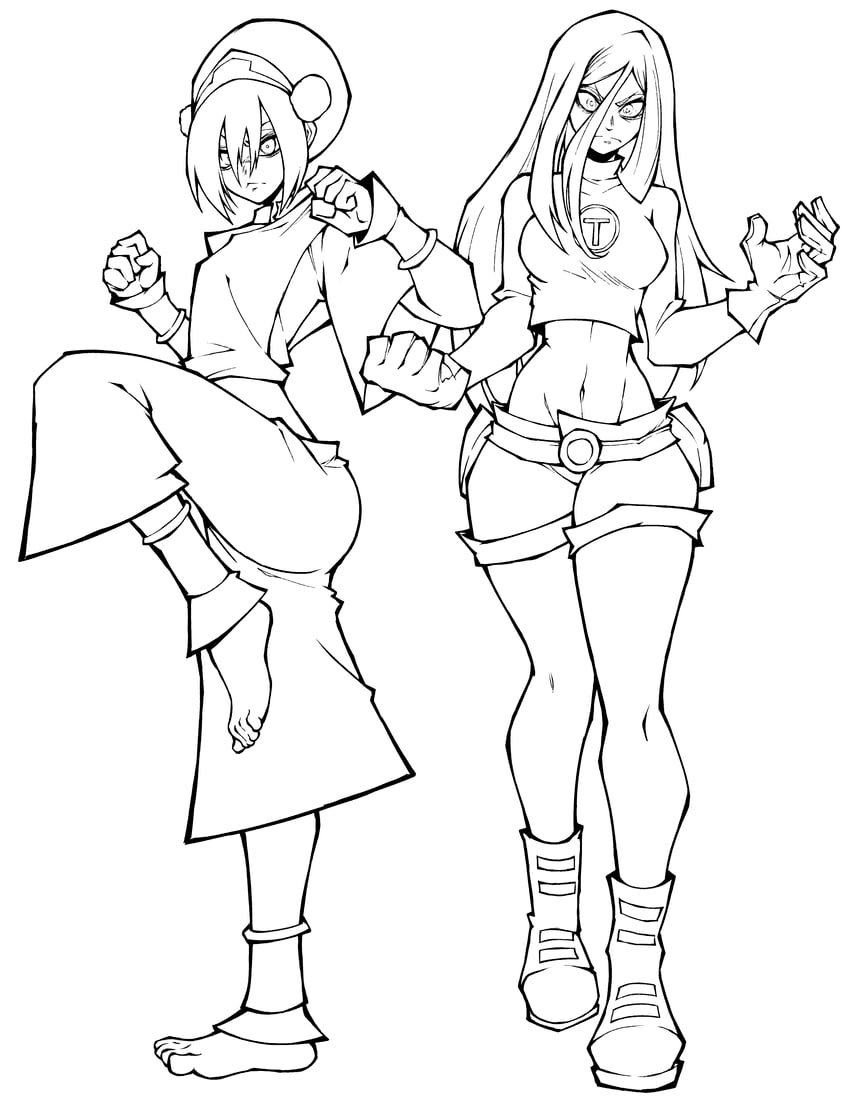 toph beifong and terra (dc comics and 3 more) drawn by kekel