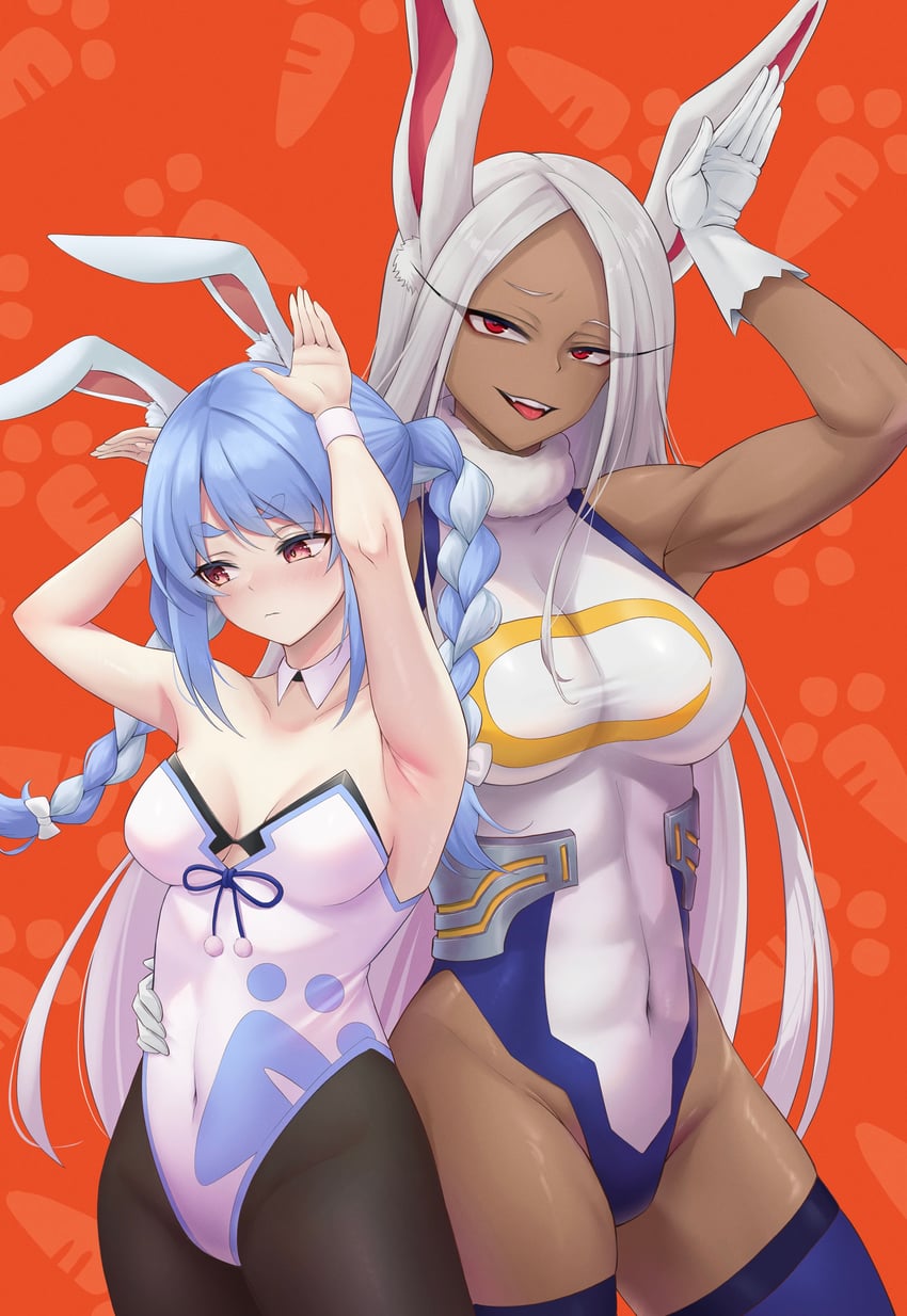 usada pekora and mirko (hololive and 1 more) drawn by nekorone0222