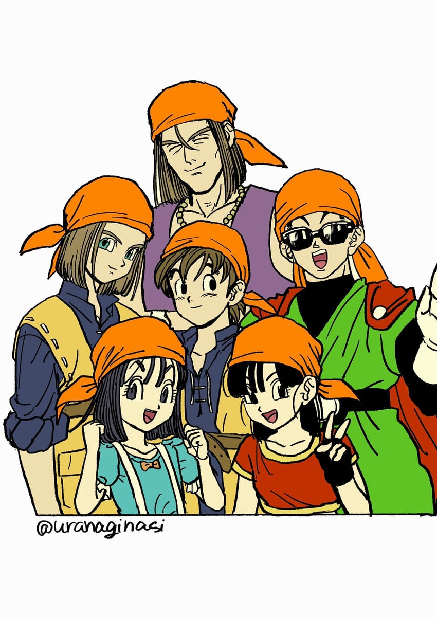 son gohan, pan, hero, great saiyaman, rikka, and 1 more (dragon ball and 6 more) drawn by uranagi_(uranaginasi)