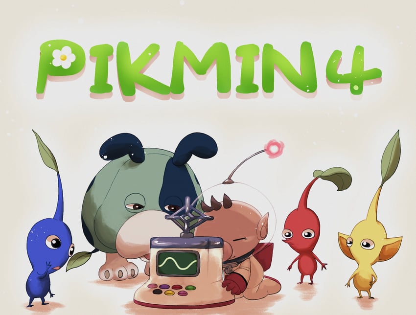 red pikmin, olimar, yellow pikmin, blue pikmin, and moss (pikmin and 1 more) drawn by usuba_(hatomugip)