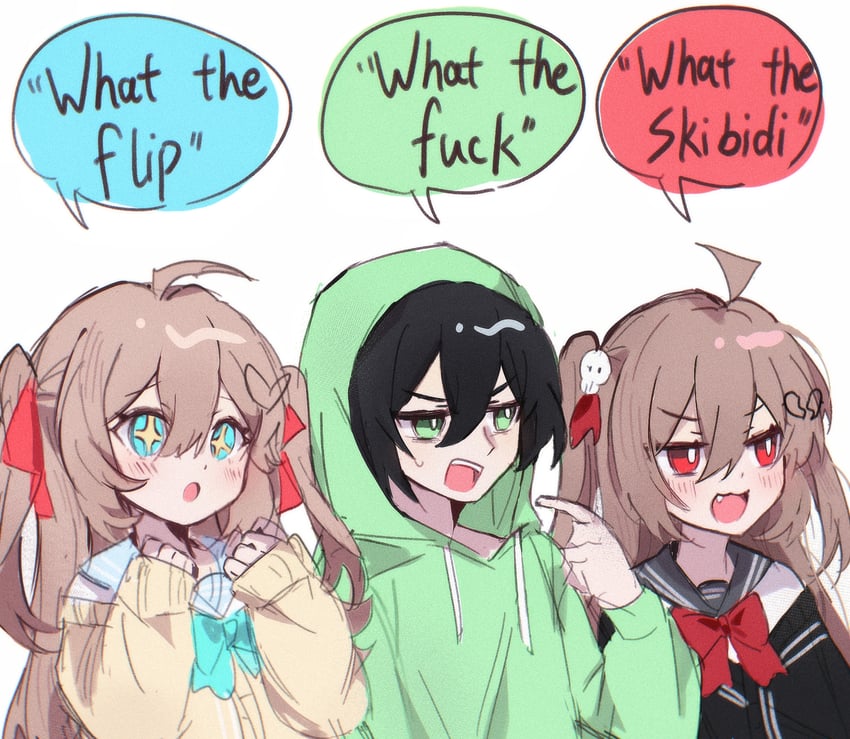 neuro-sama, evil neuro-sama, and vedal987 (vedal ai) drawn by pinkpink939