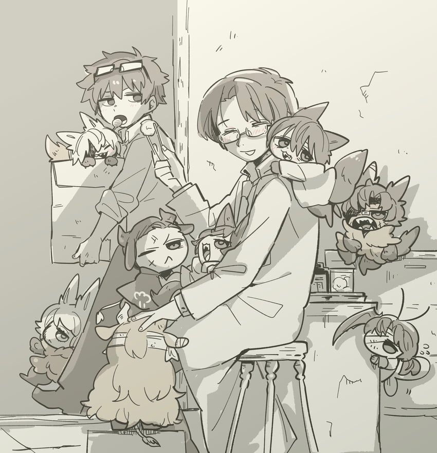 ishmael, don quixote, faust, yi sang, heathcliff, and 5 more (project moon and 1 more) drawn by kojocho05