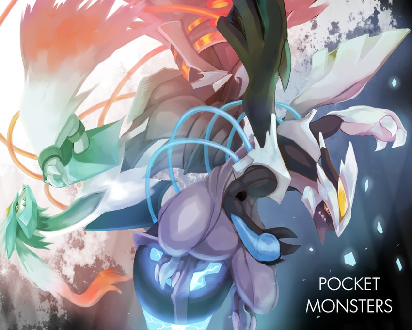 kyurem, black kyurem, and white kyurem (pokemon) drawn by juzu
