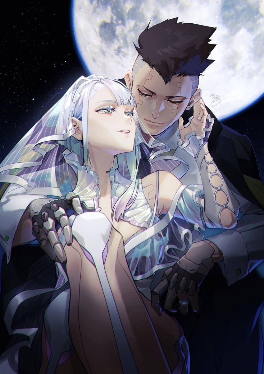 lucy and david martinez (cyberpunk and 1 more) drawn by amber_(orangeamber12)