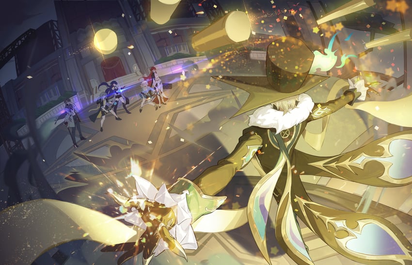 trailblazer, stelle, march 7th, acheron, aventurine, and 2 more (honkai and 1 more) drawn by hamilundenongdizhe