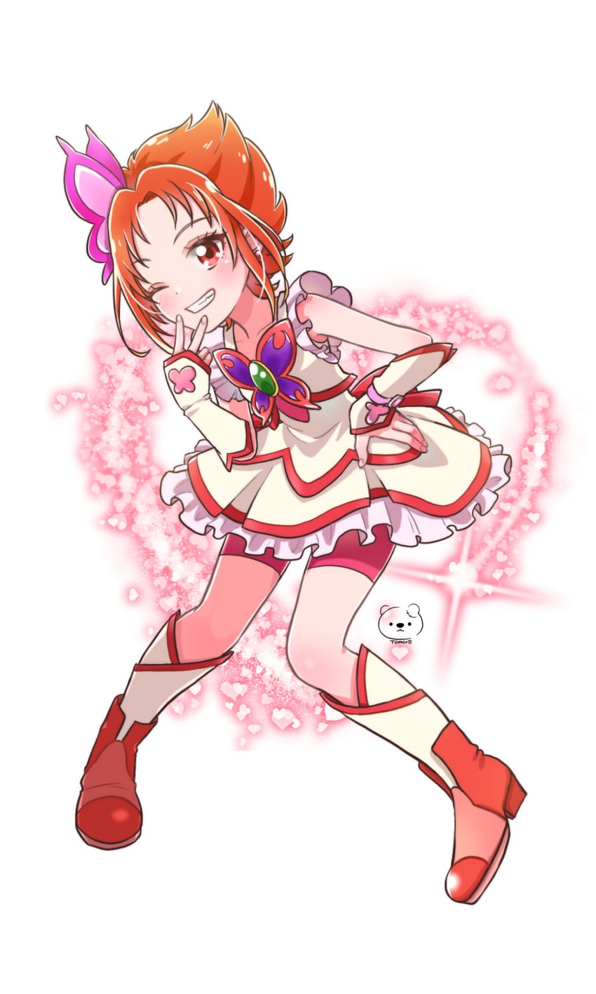 natsuki rin and cure rouge (precure and 1 more) drawn by moro_precure