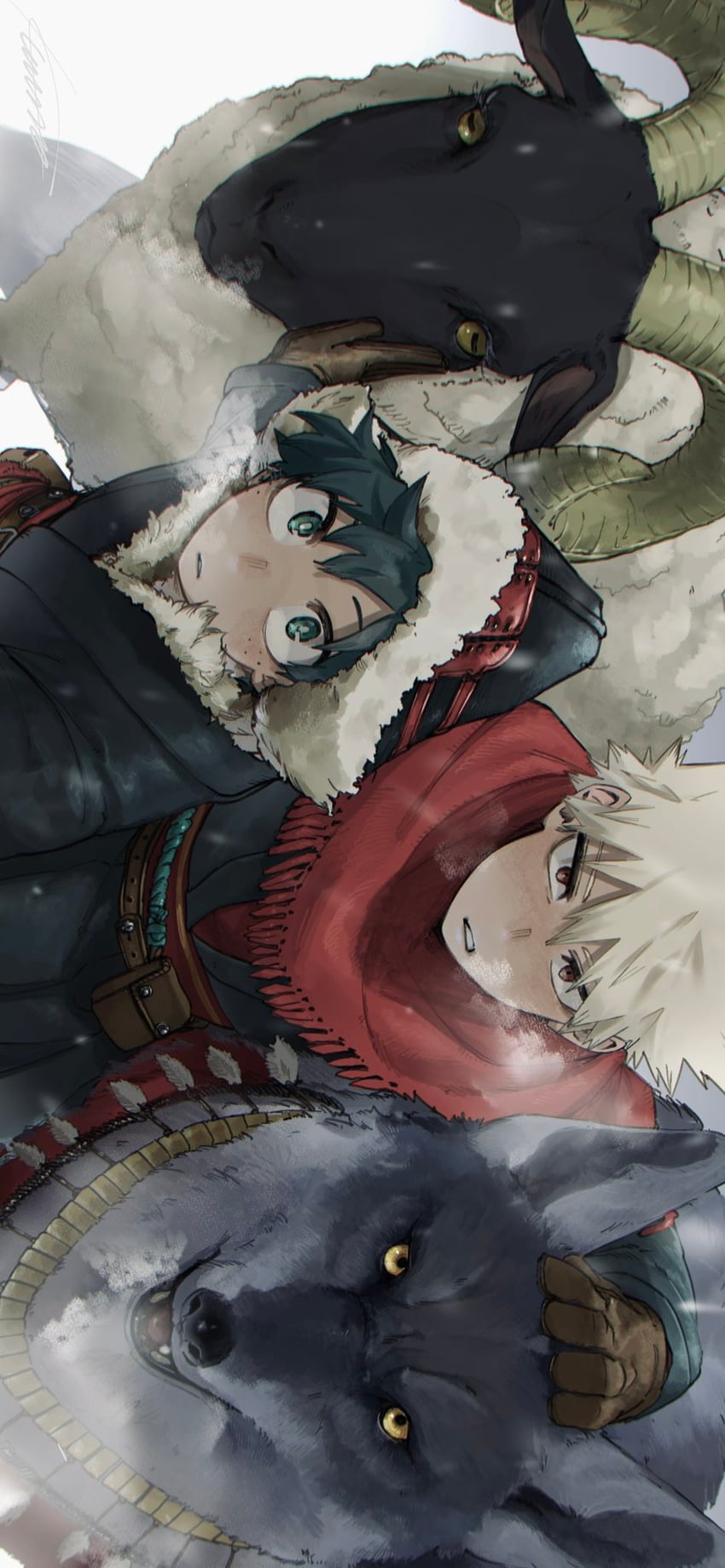 midoriya izuku and bakugou katsuki (boku no hero academia) drawn by kuwanosisyamo