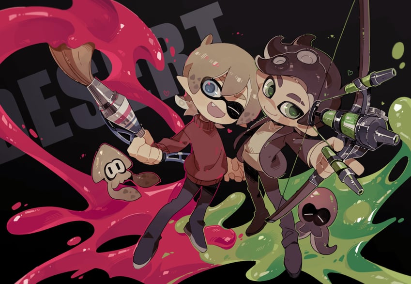 grian and goodtimeswithscar (splatoon and 2 more) drawn by luminous_slime