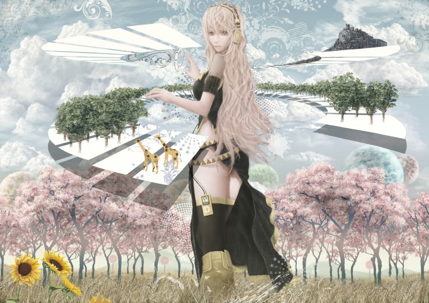 megurine luka and calvin harris (vocaloid and 2 more) drawn by tamamono_atae