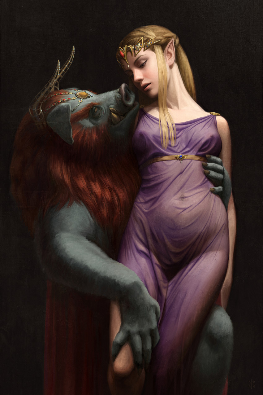 princess zelda and ganon (the legend of zelda and 2 more) drawn by astor_alexander