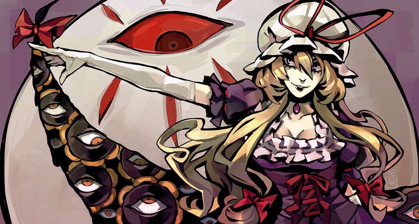 yakumo yukari, dark matter, and zero (touhou and 2 more) drawn by arlmuffin