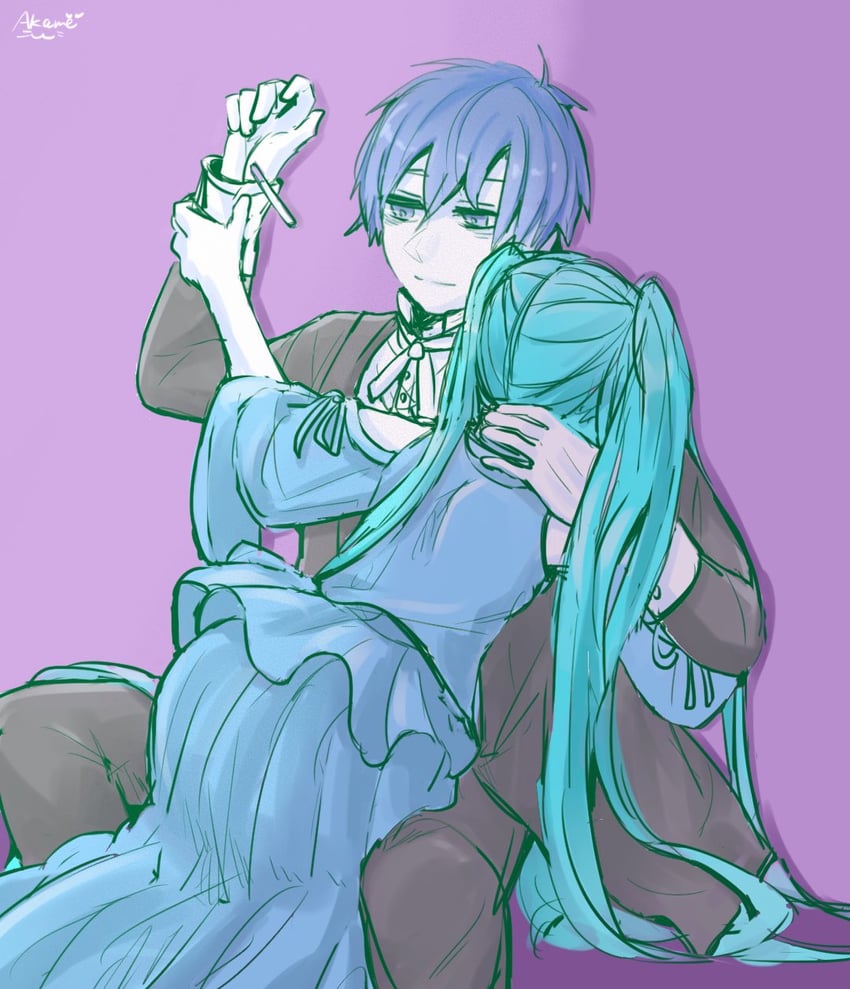 hatsune miku, kaito, margarita blankenheim, and kaspar blankenheim (vocaloid and 2 more) drawn by akame_(akame0516)