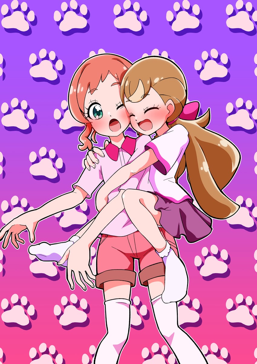inukai komugi and inukai iroha (precure and 1 more) drawn by @est@