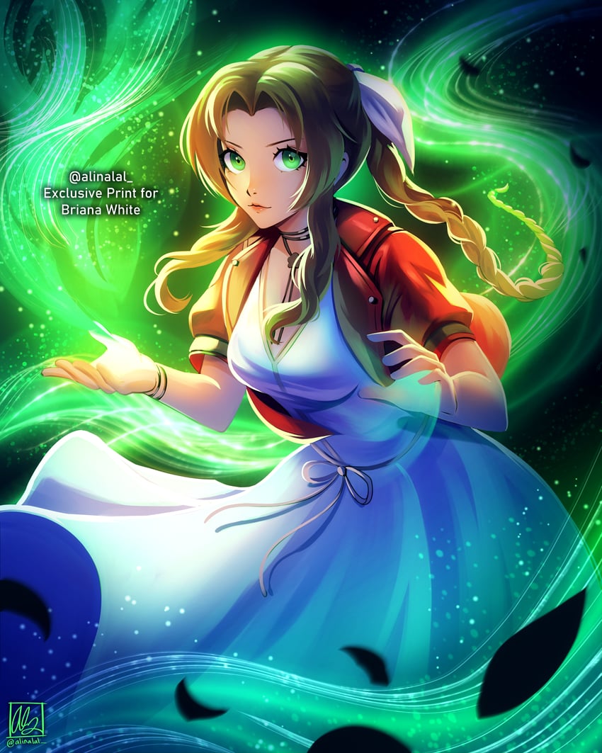 aerith gainsborough (final fantasy and 2 more) drawn by alina_l