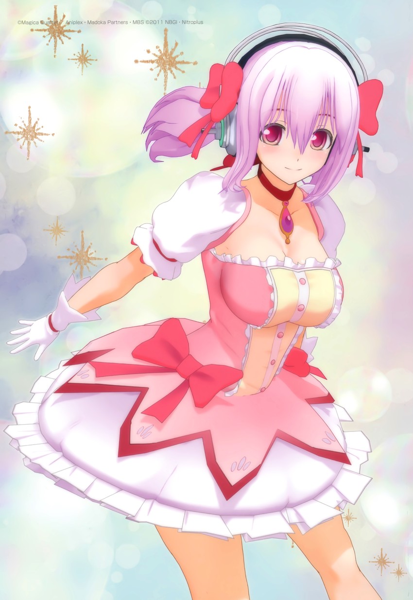 kaname madoka and super sonico (mahou shoujo madoka magica and 1 more)
