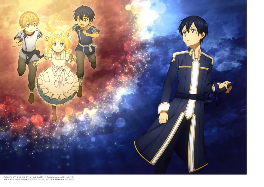 kirito, alice zuberg, and eugeo (sword art online and 1 more)