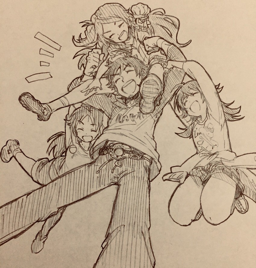 komiya kaho, ogami tamaki, nanjo hikaru, and tendo teru (idolmaster and 4 more) drawn by ttrfr_kz