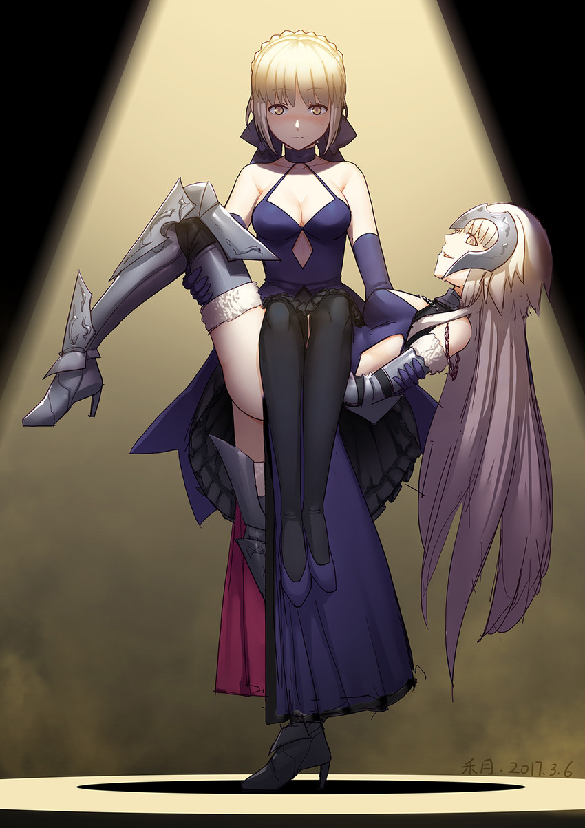 artoria pendragon, saber alter, and jeanne d'arc alter (fate and 1 more) drawn by ttheyue