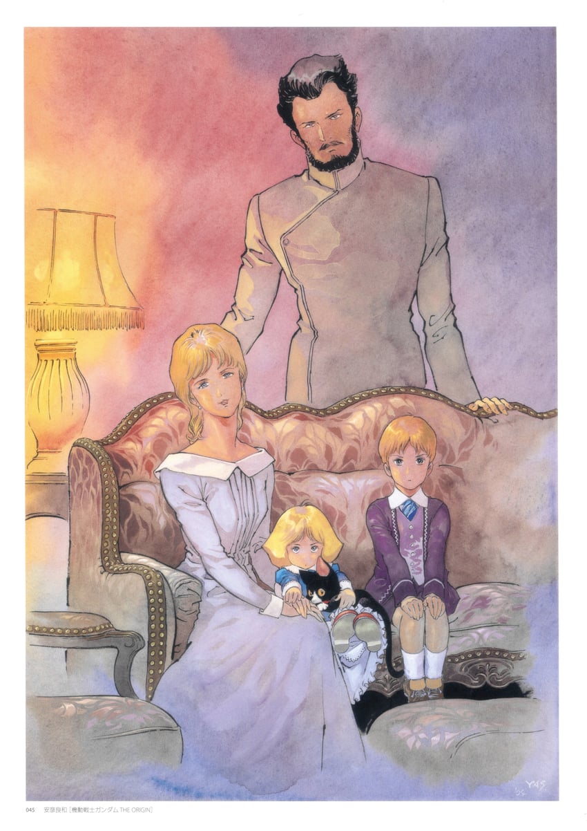 char aznable, sayla mass, artesia som deikun, zeon zum deikun, and astraia tor deikun (gundam and 1 more) drawn by yasuhiko_yoshikazu