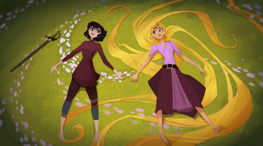 rapunzel and cassandra (tangled and 1 more) drawn by amegosh