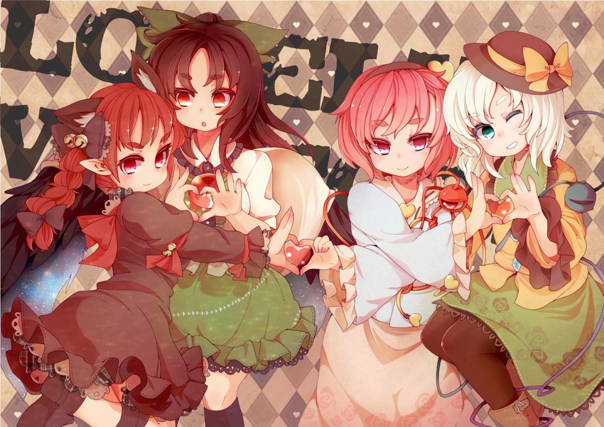 komeiji koishi, komeiji satori, kaenbyou rin, and reiuji utsuho (touhou) drawn by sacha