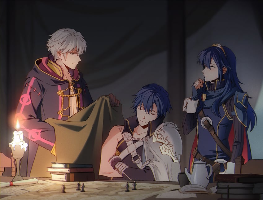 lucina, male robin, and chrom (fire emblem and 1 more) drawn by sophie_(693432)