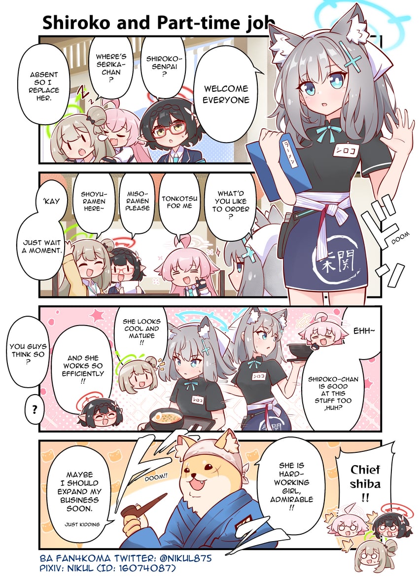 shiroko, hoshino, nonomi, ayane, and master shiba (blue archive) drawn by nikul_(nitime875)
