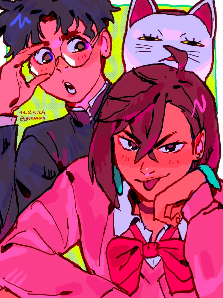 ayase momo, takakura ken, and turbo granny (dandadan) drawn by laenarra