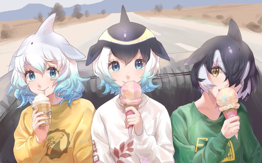 common dolphin, common bottlenose dolphin, and orca (kemono friends and 1 more) drawn by chicha_(chi_cha_rigbo)