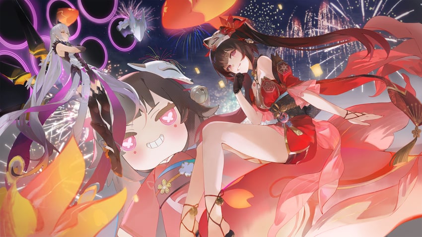 kiana kaslana, sparkle, and benares (honkai and 2 more) drawn by lard_(kumazakiyuta)