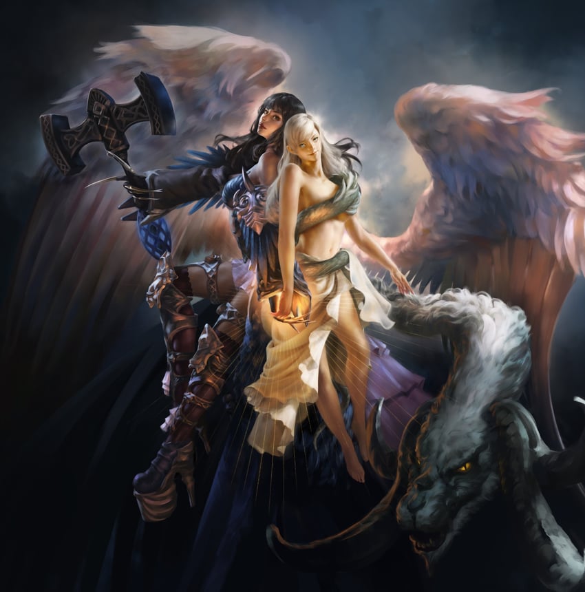 ryne waters, gaia, and hraesvelgr (final fantasy and 1 more) drawn by formtheheadcom
