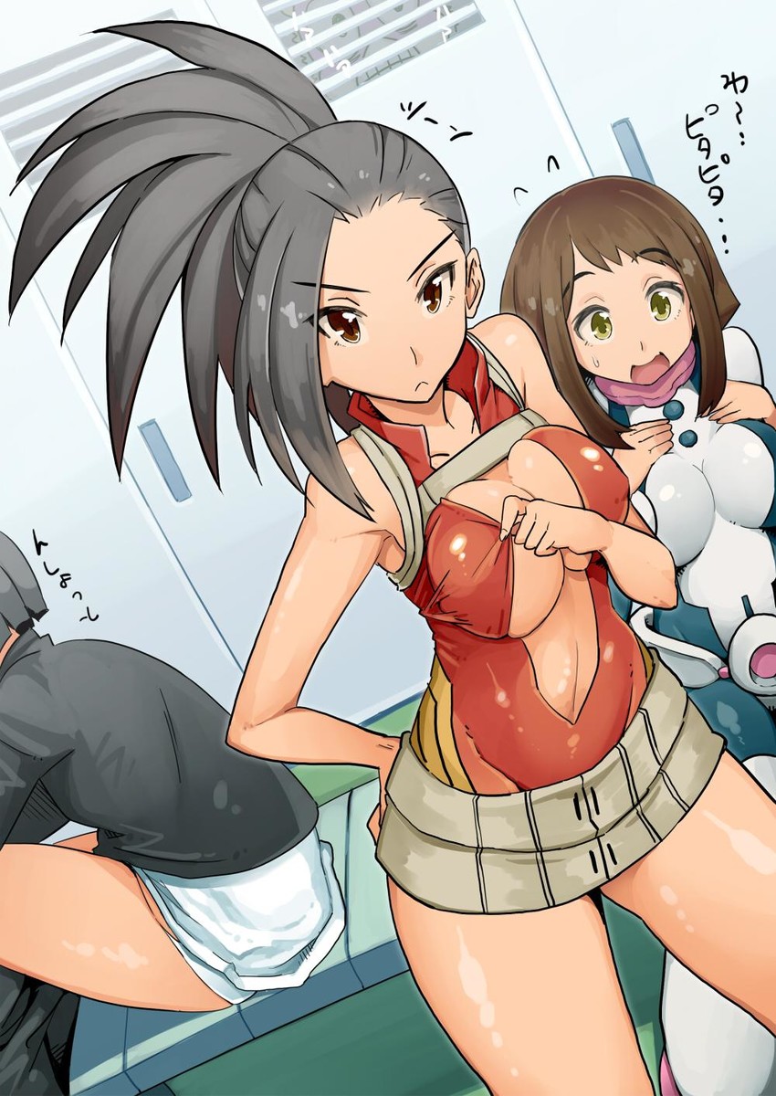uraraka ochaco, yaoyorozu momo, jiro kyoka, and mineta minoru (boku no hero academia) drawn by nac000