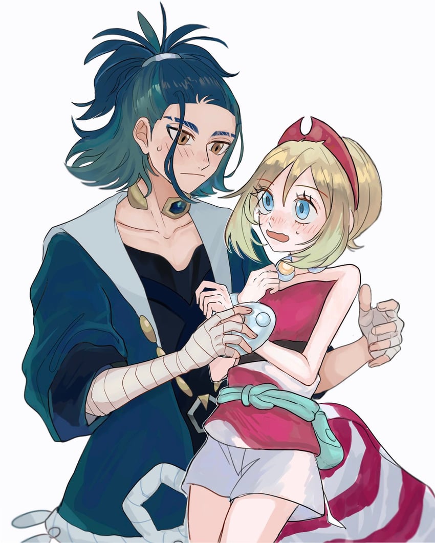irida and adaman (pokemon and 1 more) drawn by tigreciga