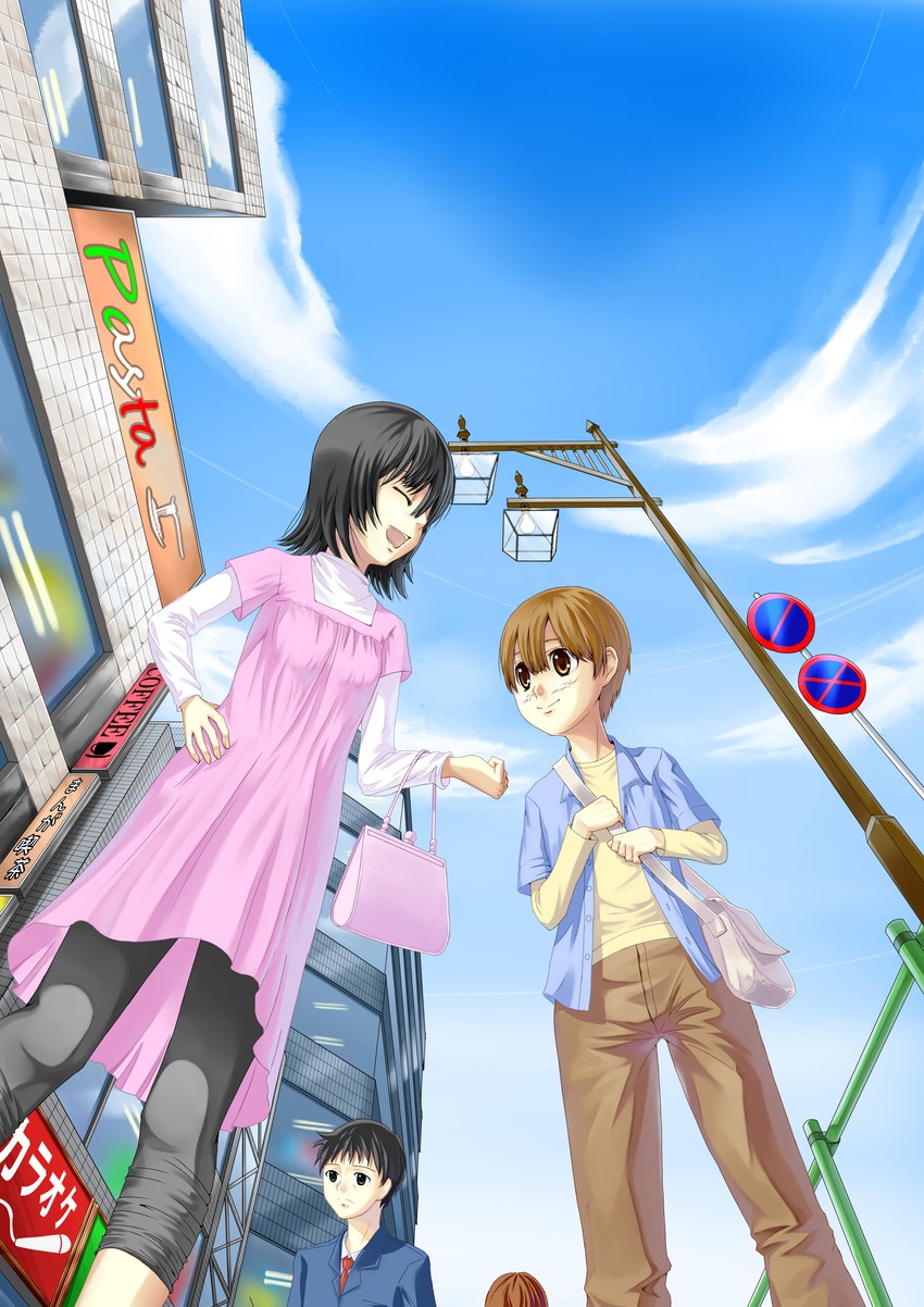 nitori shuuichi and suehiro anna (hourou musuko) drawn by nomi
