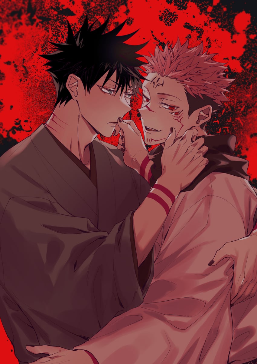 fushiguro megumi and ryoumen sukuna (jujutsu kaisen) drawn by azukiharuta_ju