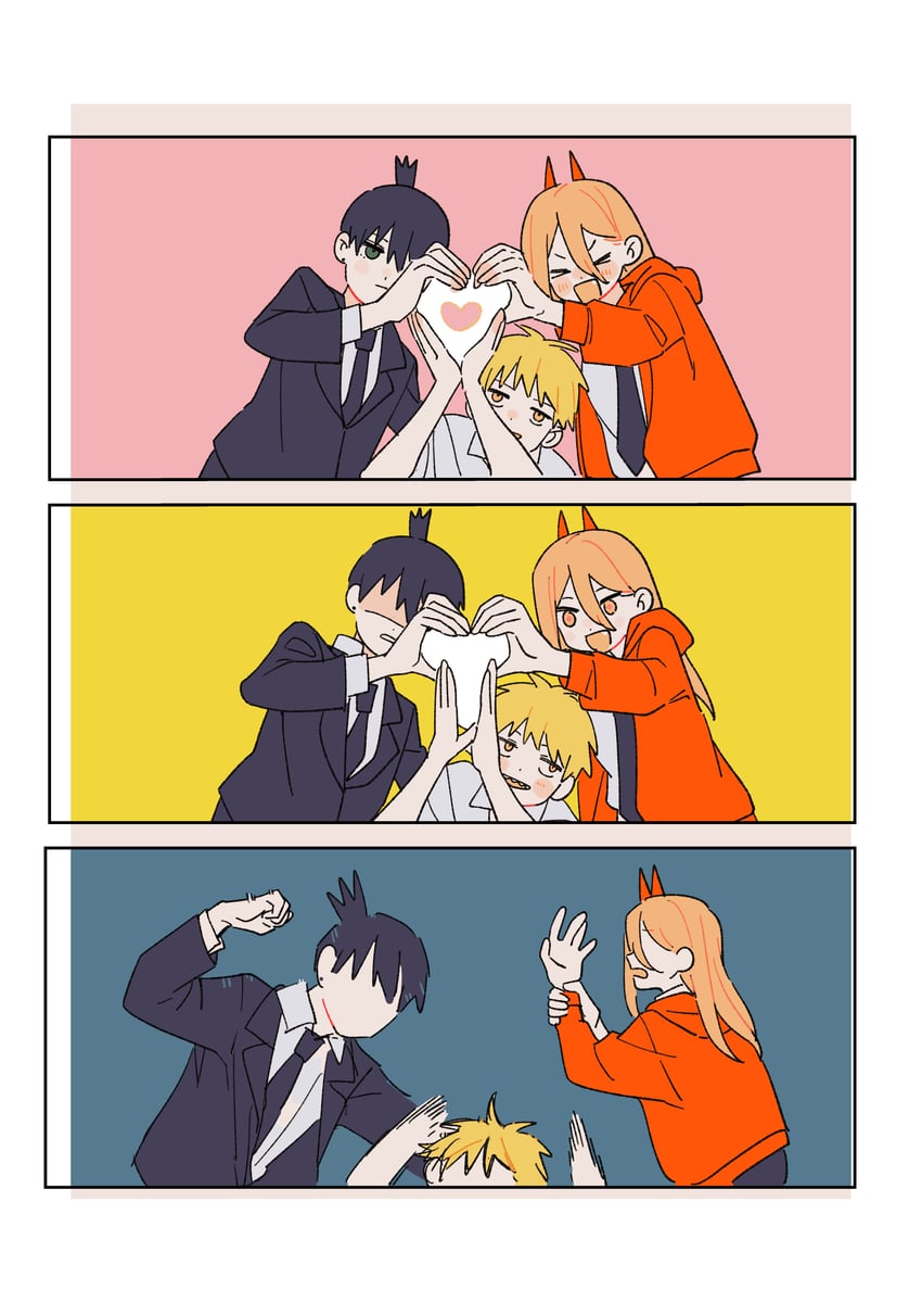 power, denji, and hayakawa aki (chainsaw man) drawn by gurukousu
