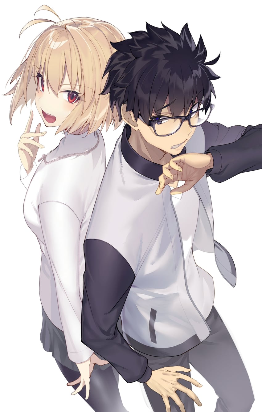 arcueid brunestud and tohno shiki (tsukihime) drawn by tsukudani_(ore624)