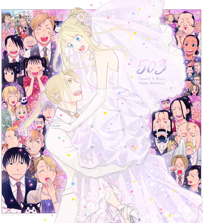 edward elric, alphonse elric, winry rockbell, riza hawkeye, roy mustang, and 36 more (fullmetal alchemist) drawn by hanayama_(inunekokawaii)