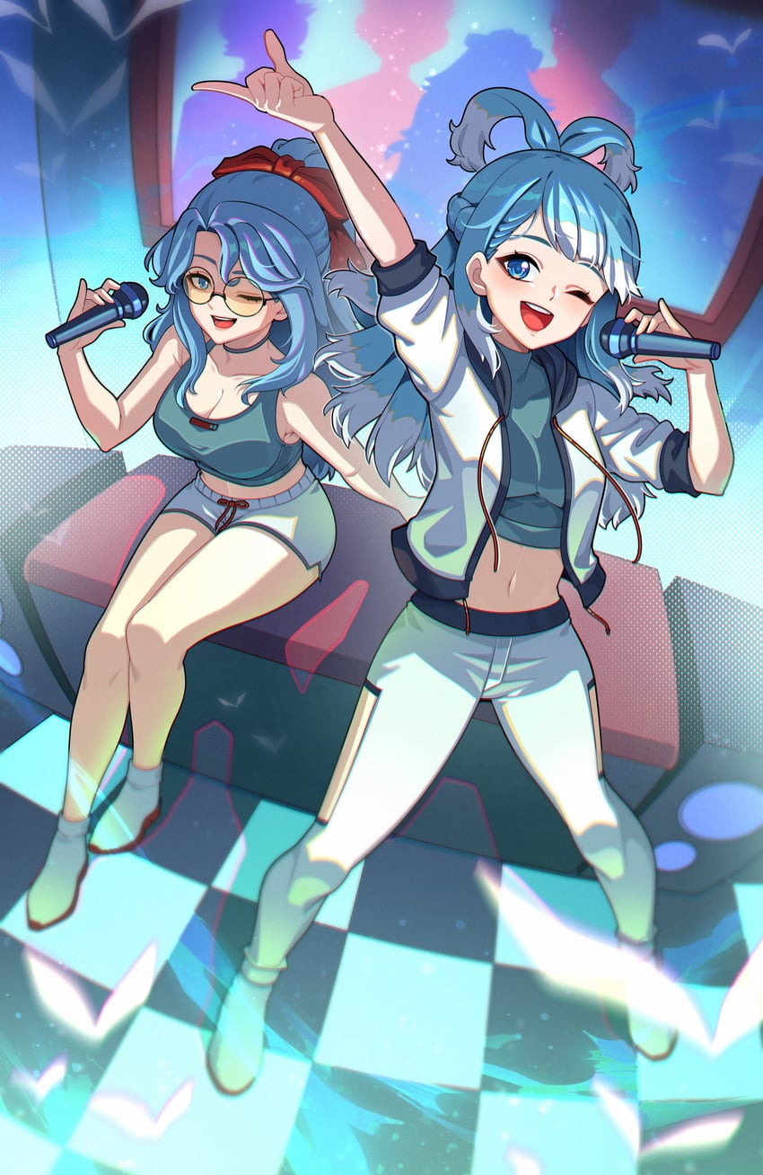 kobo kanaeru and shella ngaeru (hololive and 1 more) drawn by anzailee