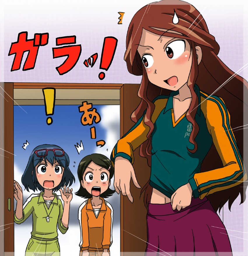 otonashi haruna, raimon natsumi, and kino aki (inazuma eleven) drawn by takaya_n