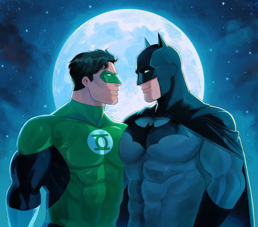 batman, bruce wayne, green lantern, and hal jordan (dc comics and 2 more) drawn by haljordanmylove