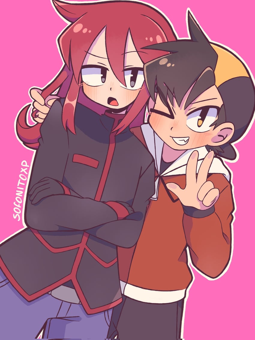 ethan and silver (pokemon and 1 more) drawn by sofo_soup