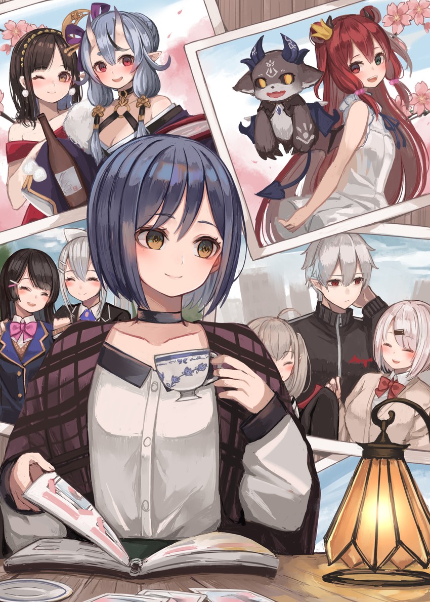 tsukino mito, makaino ririmu, higuchi kaede, shiina yuika, shizuka rin, and 5 more (nijisanji) drawn by yuzu-aki