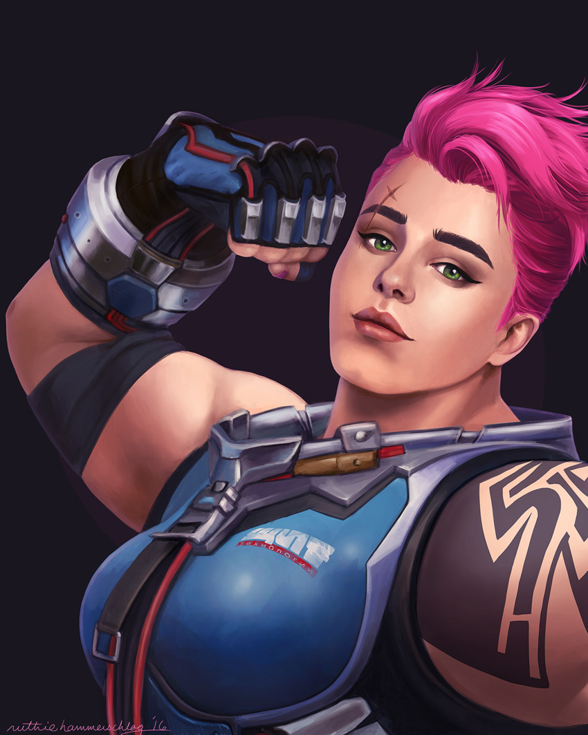 zarya (overwatch and 1 more) drawn by ruthie_hammerschlag