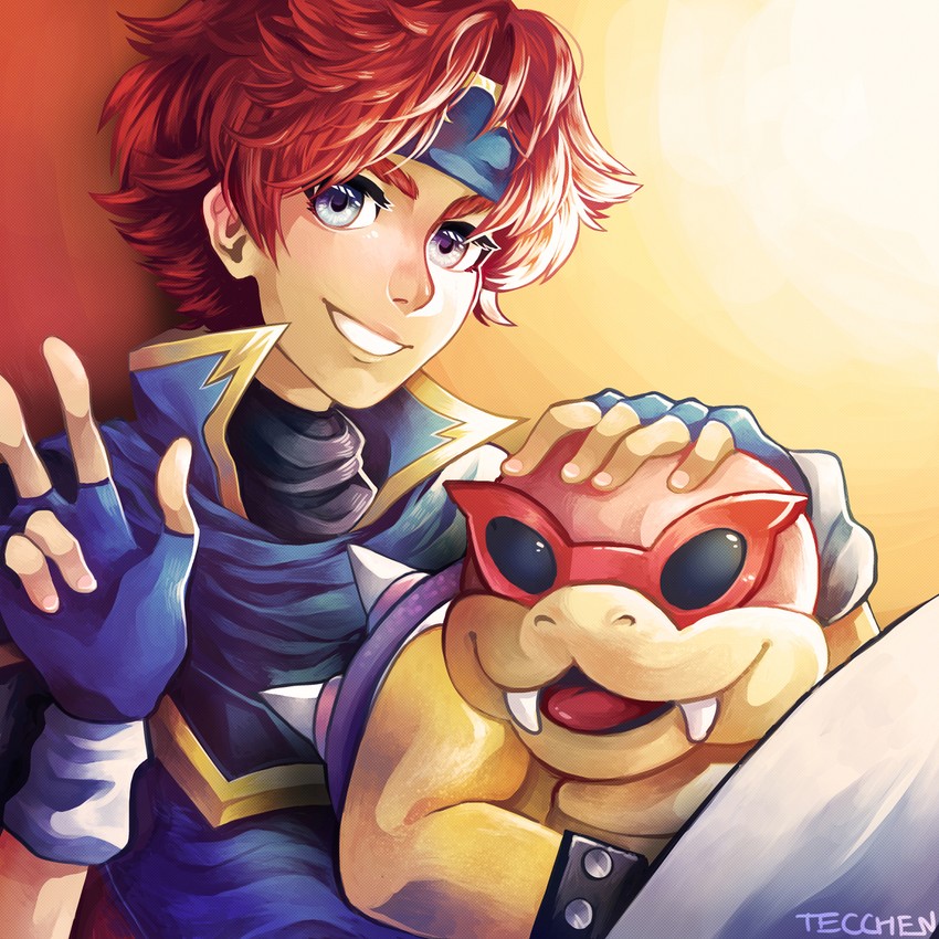 roy and roy koopa (fire emblem and 3 more) drawn by tecchen