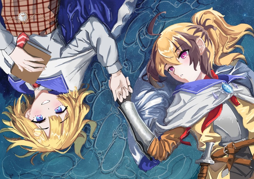 watson amelia and gigi murin (hololive and 2 more) drawn by st3ll4