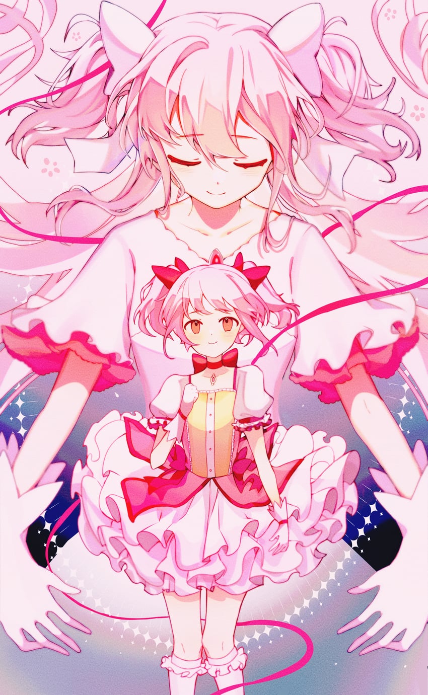 kaname madoka and ultimate madoka (mahou shoujo madoka magica) drawn by noroi_(noroi_03)
