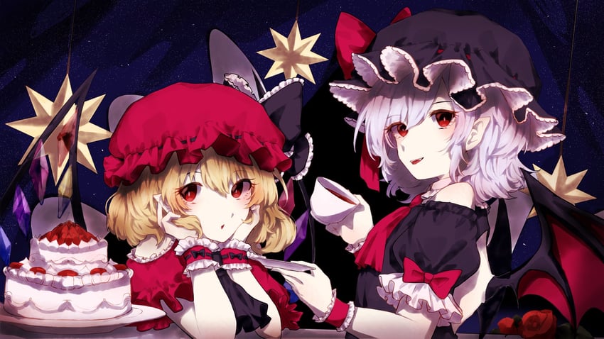 remilia scarlet and flandre scarlet (touhou) drawn by somei_ooo
