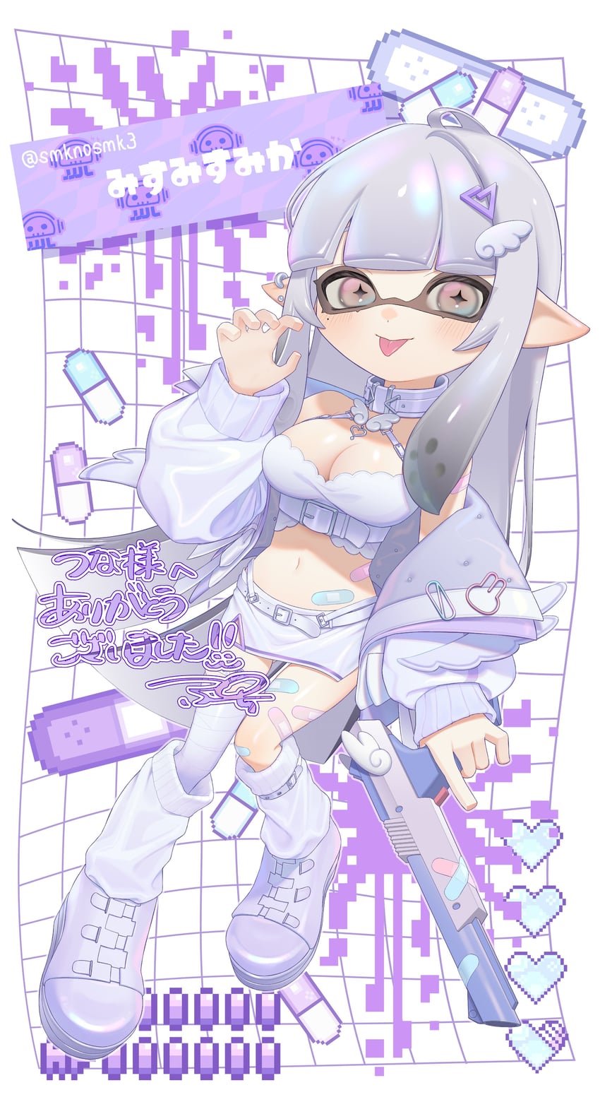 inkling player character and inkling girl (splatoon and 1 more) drawn by puchiman