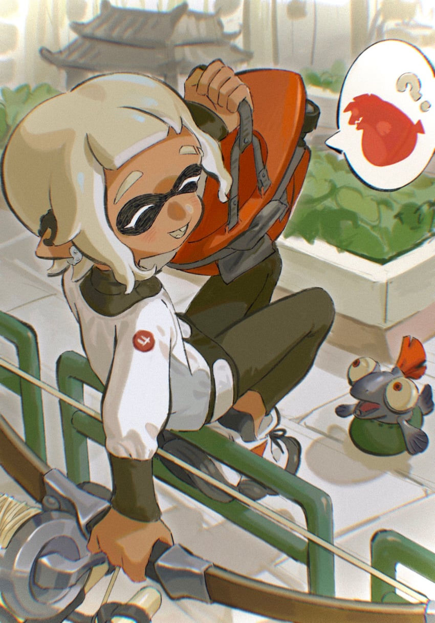 inkling player character, inkling girl, and smallfry (splatoon and 1 more) drawn by humanlynn
